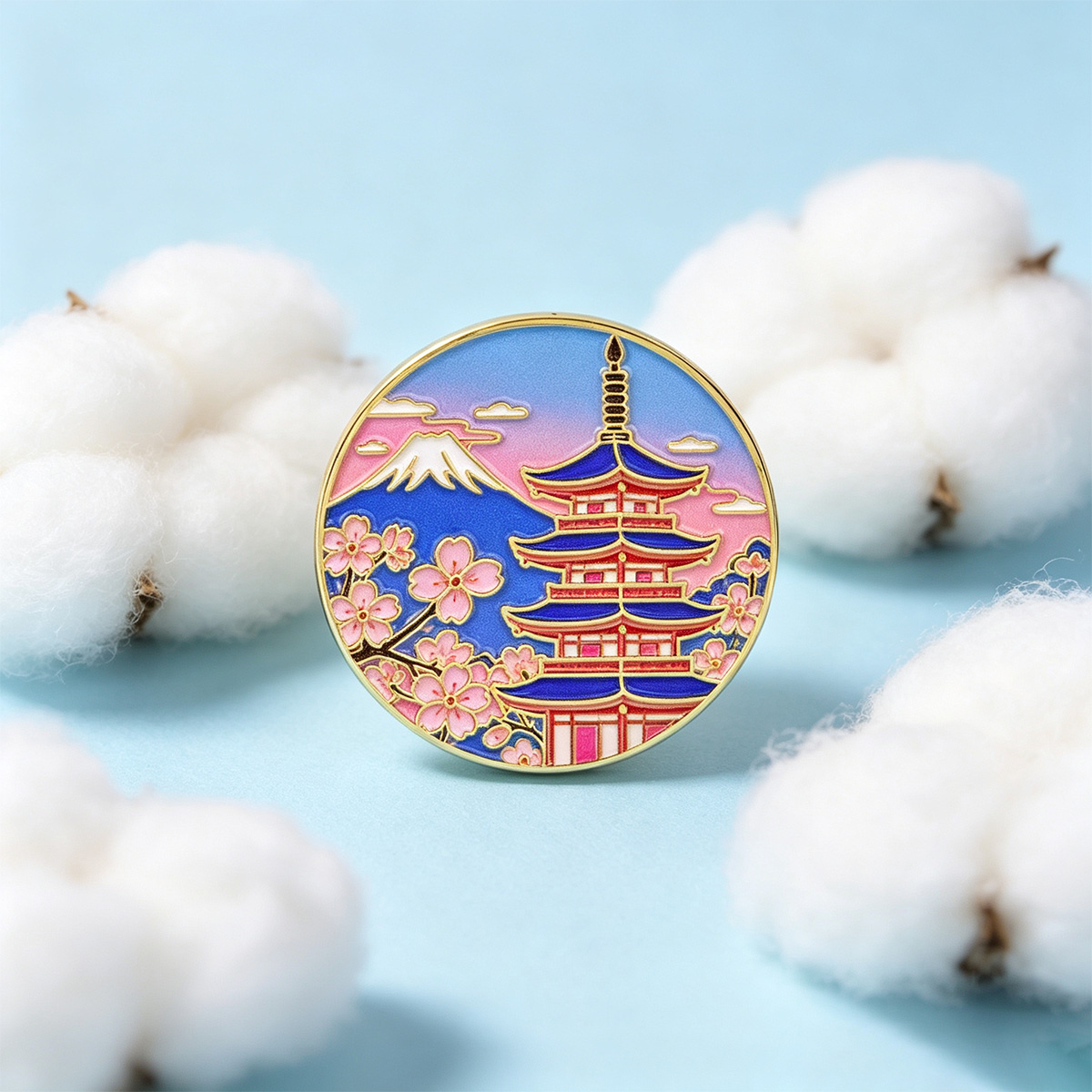 Travel Accessories Jewelry - Emaliowana przypinka z motywem japońskiej wiśni,
